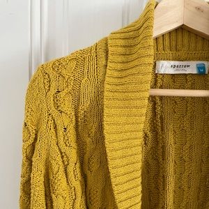 Anthropologie Green/Yellow chunky knit sweater